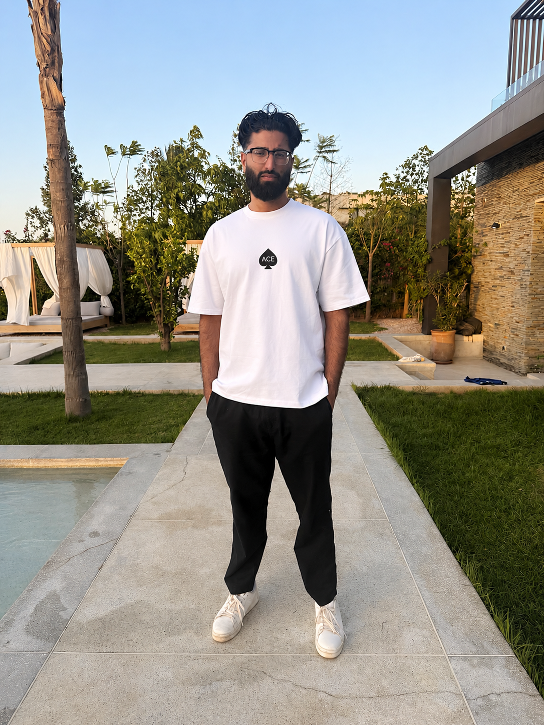 ACE Heavyweight Oversized T-Shirt – White (Centre Logo)