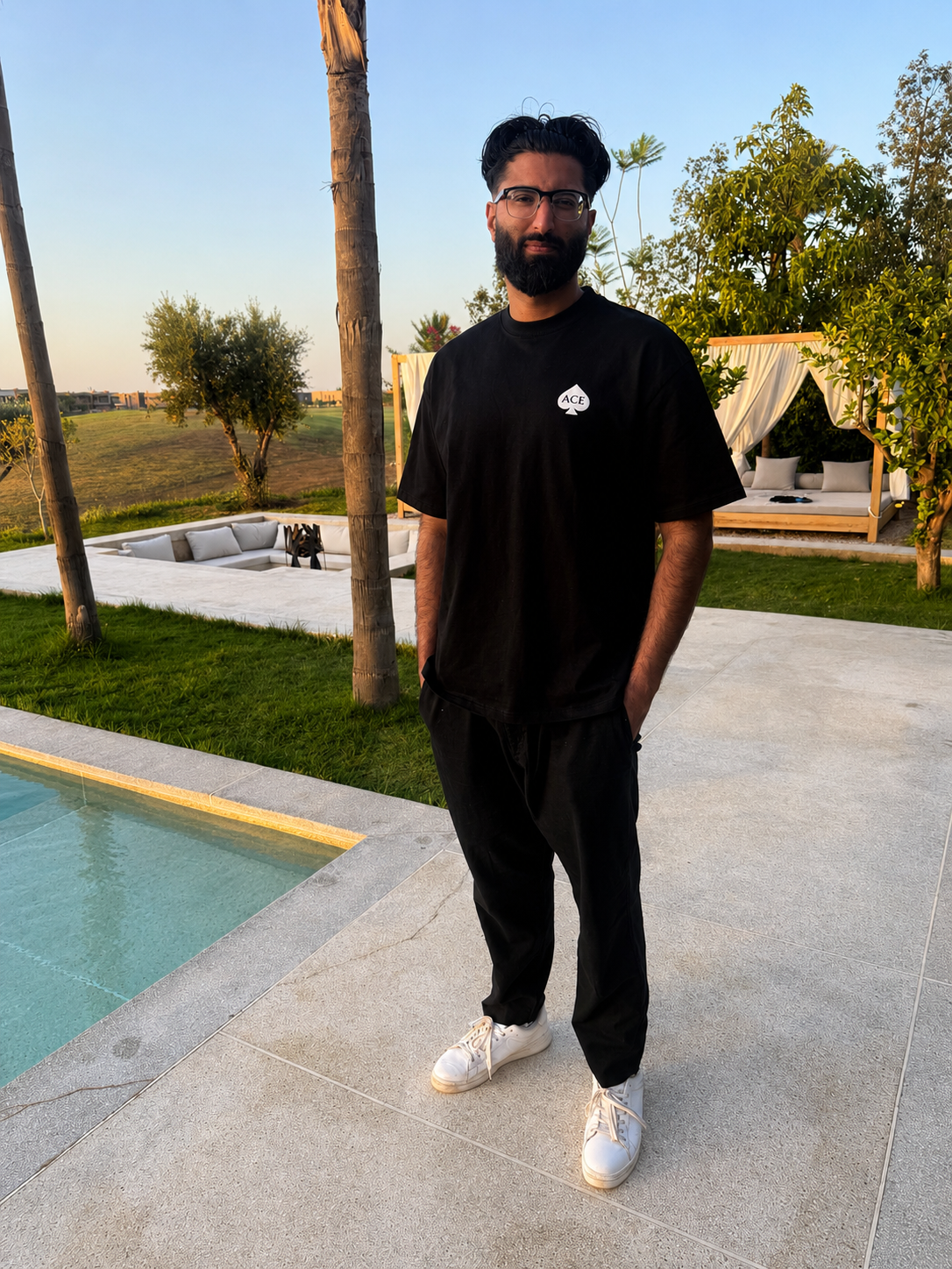ACE Heavyweight Oversized T-Shirt – Black (Left Chest)